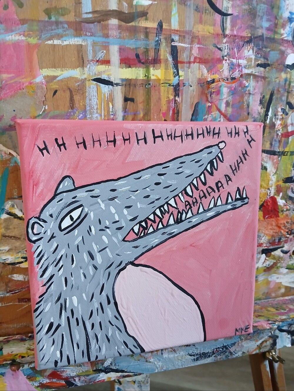 Stressed Possum Painting Folk Art